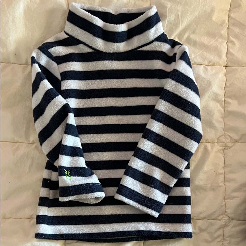 Dudley Stephens 2T Turtleneck Fleece Top in Navy and White